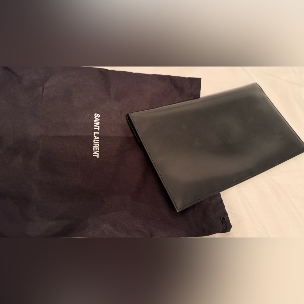 Yves Saint Laurent Black and Gold Envelope Clutch - Picture 4 of 6